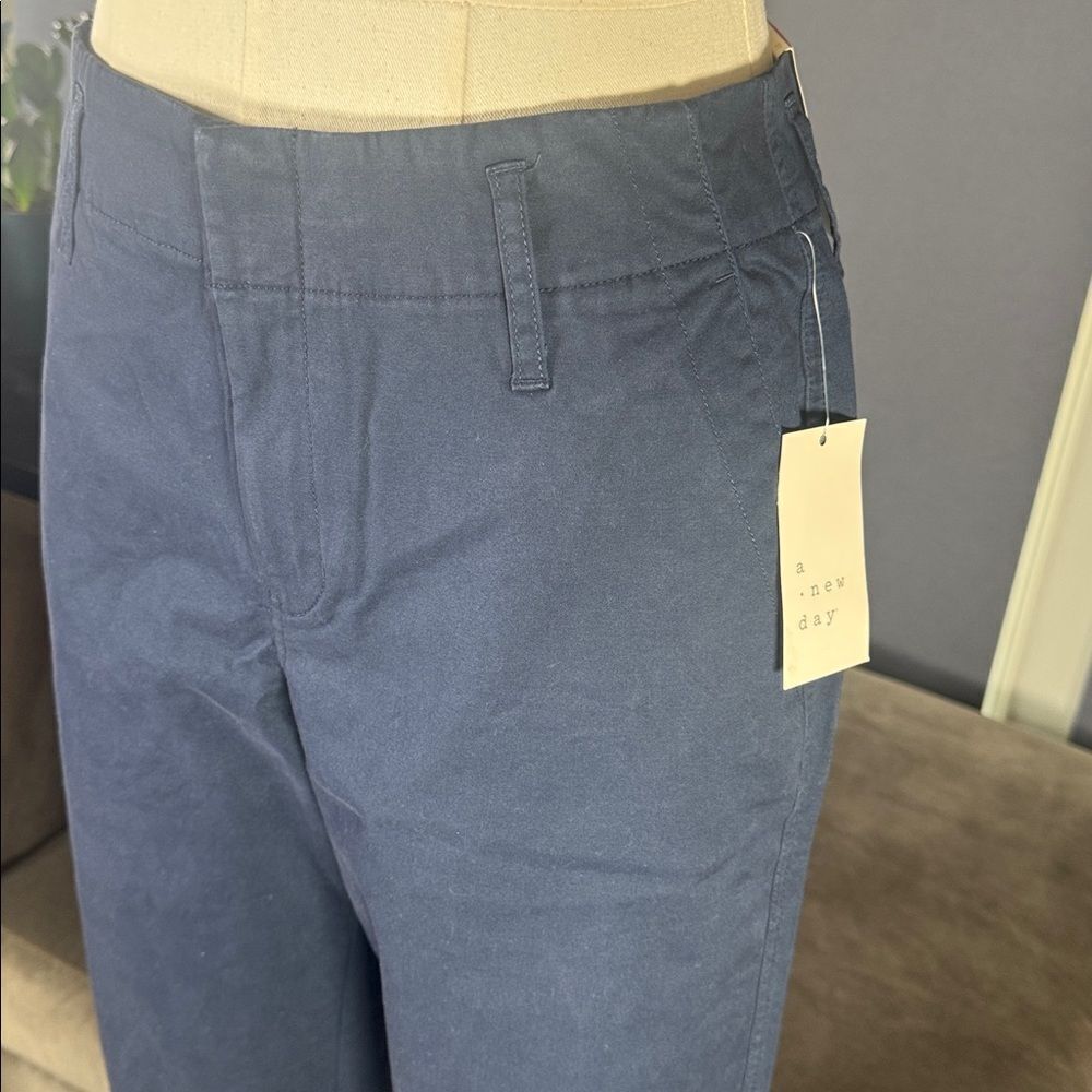 Women’s Navy Blue Straight Leg High Rise Office Casual Pants a new day 4R NEW - Picture 3 of 14